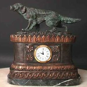 Bronce Reloj Setter Pointer Perro Escultura