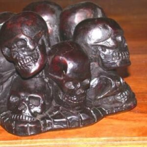 13 Skulls Ashtray / Candle Holder Bone / Keys Bone Resin Cambodia Killing Fields