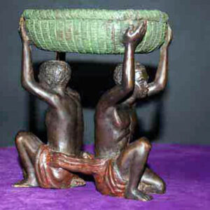 Blackamoor Real Bronze Rare British Empire Colonialism 2 Slave Basket Free Ship