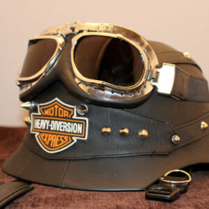 Tedesca Casco pelle con Borchie Gadget Harley Davidson Parodia Allungabile