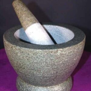 Mortar & Pestal Lg Hand Cut Marble w Safe Rubber Bottom Cooking Tool