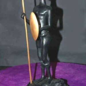 Zulu Warrior An Interpretation In Bronze Shaka Marble Base / Velvet Bottom