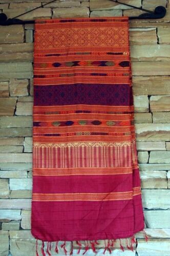 Silk Scarf Wall Hanging Tribal Hand Loom Woven Laotian