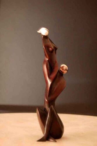 Modern Dance Abstract Tango #3 Bone Resin & Pewter Sculpture