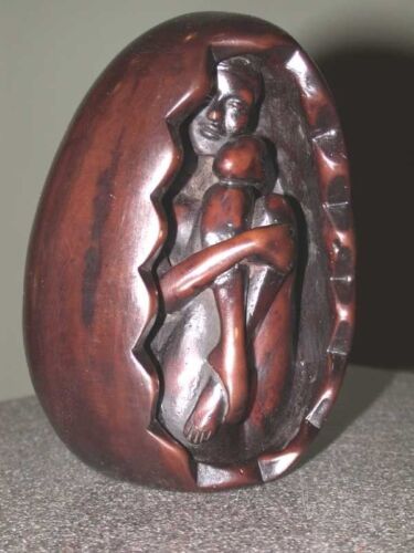 Lady in Egg Sculpture Bone Resin (often refered to as “bonded bronze”)